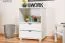 Étagère en pin massif blanc Junco 49C | 83 x 62 x 41 cm | 2 tiroirs, 1 niche