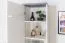 Chambre d'adolescents - Armoire à portes battantes / armoire Hermann 04, couleur : blanc blanchi / gris, partiellement massif - 181 x 49 x 40 cm (h x l x p)