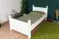 Lit simple blanc en pin massif 101 | 100 x 200 cm | Avec sommier | Grande stabilité | Montage facile