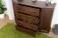 Commode moderne en pin massif Junco 166, 100 x 140 x 47 cm, couleur noyer, avec 4 tiroirs et 6 compartiments, bois de grande qualité, finition professionnelle