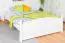 Lit enfant moderne blanc | Pin massif | 140 x 200 cm | Avec sommier | Design épuré et robuste