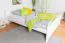Lit enfant moderne blanc | Pin massif | 140 x 200 cm | Avec sommier | Design épuré et robuste