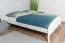 Lit double moderne, lit d'appoint en pin massif 87, en blanc, sommier à lattes inclus, dimensions du matelas 160 x 200 cm, finition de haute qualité