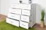 Commode moderne en pin massif Columba 05, en blanc, 101 x 121 x 50 cm, de grande qualité, stable et robuste, élégante