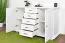 Commode Pipilo 13 en pin massif blanc | 5 tiroirs, 4 niches | 88 x 139 x 54 cm | Finition haut de gamme