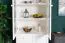 Vitrine sobre en pin massif Junco 39, en blanc, 195 x 84 x 42 cm, avec 3 tiroirs et 5 compartiments, montage simple et rapide, durable, robuste