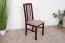 Chaise en bois Madohn en hêtre aspect noyer, style classique, assise rembourrée en mousse T-25, dossier partiellement rembourré, bois robuste