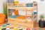 Lits superposés / Lit à étage 90 x 200 cm pour enfants "Easy Premium Line" K17/n avec couchette et 2 caches, hêtre massif laqué naturel, divisible