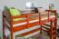 Lit mezzanine 90 x 190 cm pour enfants, "Easy Premium Line" K22/n, hêtre massif couleur cerisier, divisible