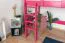 Lit mezzanine 90 x 190 cm, "Easy Premium Line" K22/n, bois de hêtre massif laqué rose, divisible