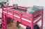 Lit mezzanine 90 x 190 cm, "Easy Premium Line" K22/n, bois de hêtre massif laqué rose, divisible