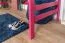 Lit mezzanine 90 x 190 cm, "Easy Premium Line" K22/n, bois de hêtre massif laqué rose, divisible