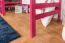 Lit mezzanine 90 x 200 cm, "Easy Premium Line" K22/n, bois de hêtre massif laqué rose, divisible