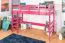 Lit mezzanine 90 x 200 cm, "Easy Premium Line" K22/n, bois de hêtre massif laqué rose, divisible