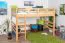 Lit mezzanine pour adultes "Easy Premium Line" K23/n, hêtre massif laqué naturel, divisible - couchage : 120 x 190 cm