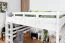 Lit mezzanine 160 x 200 cm pour adultes "Easy Premium Line" K23/n, hêtre massif laqué blanc, divisible