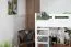 Lit mezzanine 160 x 200 cm pour adultes "Easy Premium Line" K23/n, hêtre massif laqué blanc, divisible