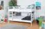 Lits superposés 140 x 200 cm pour adultes "Easy Premium Line" K24/n, tête et pied de lit droits, en hêtre massif laqué blanc, séparable