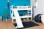 Lit superposé blanc avec toboggan | 80 x 190 cm | Bois de hêtre massif | Séparable en 2 lits simples | Easy Premium Line K25/n
