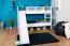 Lit superposé blanc avec toboggan | 80 x 190 cm | Bois de hêtre massif | Séparable en 2 lits simples | Easy Premium Line K25/n