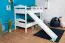 Lit superposé blanc avec toboggan | 80 x 190 cm | Bois de hêtre massif | Séparable en 2 lits simples | Easy Premium Line K25/n