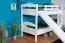 Lit superposé blanc avec toboggan | 80 x 190 cm | Bois de hêtre massif | Séparable en 2 lits simples | Easy Premium Line K25/n