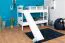 Lit superposé blanc avec toboggan | 80 x 190 cm | Bois de hêtre massif | Séparable en 2 lits simples | Easy Premium Line K25/n
