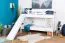 Lit superposé blanc avec toboggan 90 x 190 cm | Hêtre massif laqué blanc | Séparable en deux lits simples | Easy Premium Line K25/n