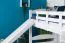 Lit superposé blanc avec toboggan 90 x 190 cm | Hêtre massif laqué blanc | Séparable en deux lits simples | Easy Premium Line K25/n
