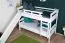 Lit superposé blanc avec toboggan 80 x 200 cm | Hêtre massif laqué blanc | Séparable en 2 lits simples | Easy Premium Line K26/n