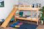 Lit superposé avec toboggan 90 x 190 cm | Hêtre massif naturel | Séparable en 2 lits simples | Easy Premium Line K28/n