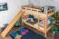 Lit superposé avec toboggan 90 x 190 cm | Hêtre massif naturel | Séparable en 2 lits simples | Easy Premium Line K28/n