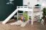 Lit mezzanine blanc avec toboggan 120 x 200 cm | Bois massif hêtre | Transformable en lit simple | Easy Premium Line K31/n