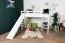 Lit mezzanine blanc avec toboggan 120 x 200 cm | Bois massif hêtre | Transformable en lit simple | Easy Premium Line K31/n