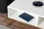 Table basse Roanoke 08 | Blanc / Blanc brillant | 90 x 60 x 42 cm | Pieds dorés élégants