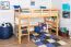 Bois massif Lit mezzanine pour enfants | Dimension du matelas: 120 x 190 cm | Laqué Naturel | convertible en lit simple | Qualité premium | incl. sommier à lattes Abbildung