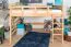 Bois massif Lit mezzanine pour enfants | Dimension du matelas: 160 x 190 cm | Laqué Naturel | convertible en lit simple | Qualité premium | incl. sommier à lattes Abbildung