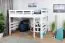 Lit mezzanine pour adolescents 120 x 190 cm | Bois massif: Hêtre | Laqué Blanc | convertible en lit simple | Qualité premium | incl. sommier à lattes Abbildung