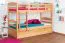 90 x 200 cm Lit superposé avec lit gigogne pour 3ème couchage 90 x 190 cm (coffre de lit / espace de rangement) | Bois massif: Hêtre | Laqué Naturel |convertible/séparable en deux lits simples | Incl. Sommier à lattes déroulable Abbildung