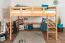 Bois massif Lit mezzanine pour enfants | Dimension du matelas: 160 x 200 cm | Laqué Naturel | convertible en lit simple | Qualité premium | incl. sommier à lattes Abbildung