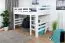 Lit mezzanine pour adolescents 120 x 190 cm | Bois massif: Hêtre | Laqué Blanc | convertible en lit simple | Qualité premium | incl. sommier à lattes Abbildung