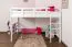 Bois massif Lit mezzanine pour enfants | Dimension du matelas: 120 x 200 cm | Laqué Blanc | convertible en lit simple | Qualité premium | incl. sommier à lattes Abbildung