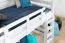 Lit mezzanine pour adolescents 120 x 190 cm | Bois massif: Hêtre | Laqué Blanc | convertible en lit simple | Qualité premium | incl. sommier à lattes Abbildung