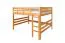 Bois massif Lit mezzanine pour enfants | Dimension du matelas: 160 x 200 cm | Laqué Naturel | convertible en lit simple | Qualité premium | incl. sommier à lattes Abbildung