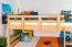 Bois massif Lit superposé pour enfants et adolescents | Dimension du matelas: 120 x 190 cm | Laqué Naturel | convertible en 2 lits simples | Qualité premium | Incl. Sommier à lattes déroulable Abbildung