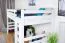Lit mezzanine pour adolescents 120 x 190 cm | Bois massif: Hêtre | Laqué Blanc | convertible en lit simple | Qualité premium | incl. sommier à lattes Abbildung