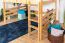 Large Lit mezzanine pour adolescents 160 x 190 cm | Bois massif: Hêtre | Laqué Naturel | convertible en lit simple | Qualité premium | incl. sommier à lattes Abbildung