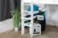 Lit mezzanine pour enfant 160 x 190 cm | Bois massif: Hêtre | Laqué Blanc | convertible en lit simple | Qualité premium | incl. sommier à lattes Abbildung