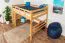 Lit mezzanine pour enfant 140 x 200 cm | Bois massif: Hêtre | Laqué Naturel | convertible en lit simple | Qualité premium | incl. sommier à lattes Abbildung