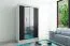 150 cm de large Armoire à portes coulissantes avec 2 portes | 5 casiers | 2 tringles à vêtements | Couleur: Blanc / Noir Abbildung
